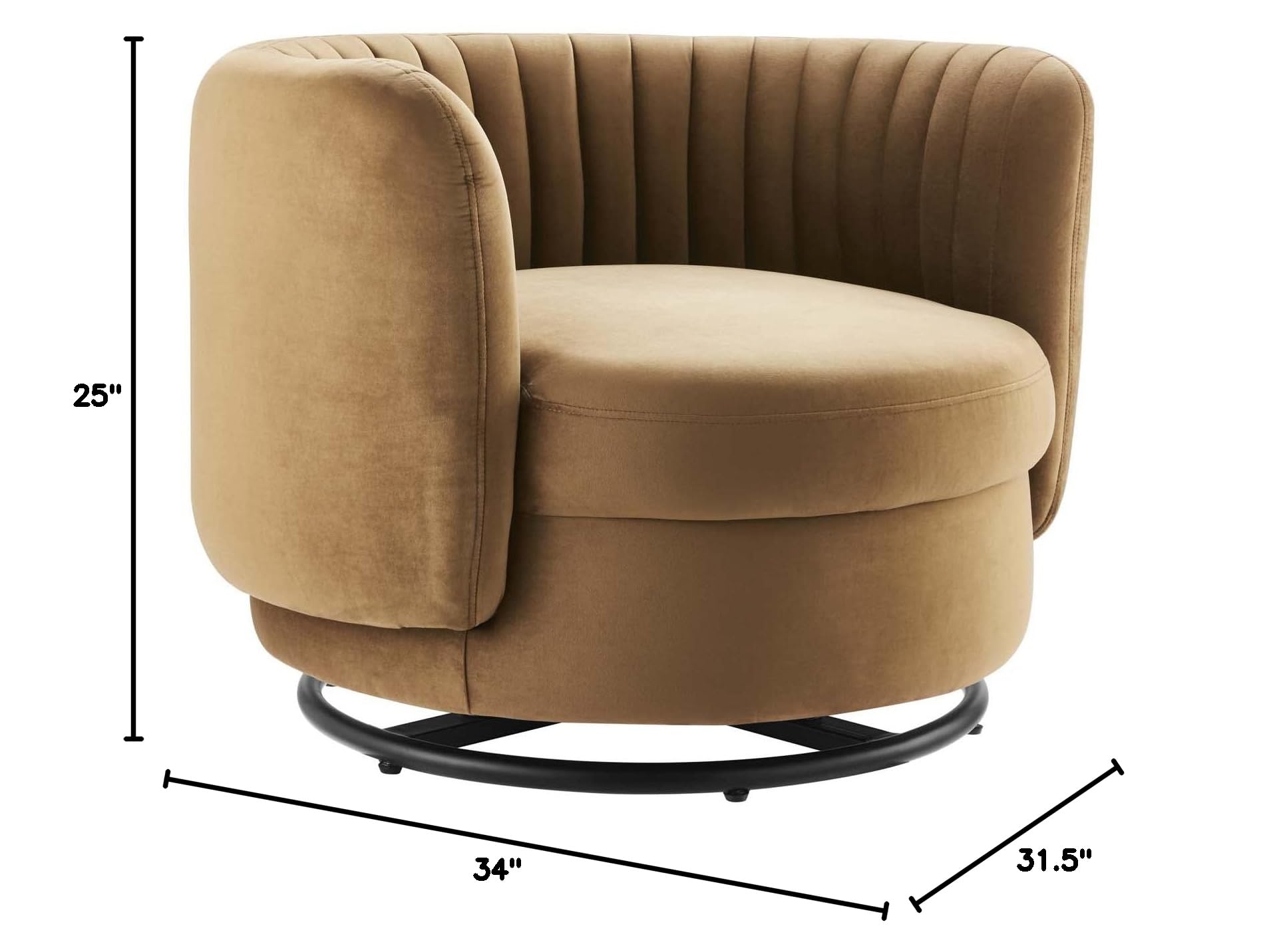 Embrace Swivel Chair, Black Cognac
