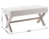 Fabric Upholstered Entryway Bench Seat, 36 inch Bedroom Bench Seat with X-Shaped Wood Legs for Living Room,