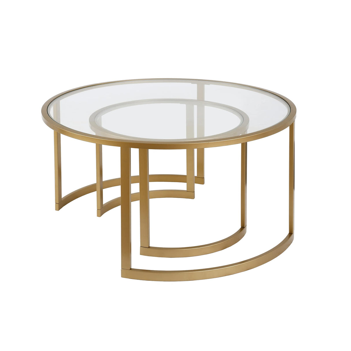 Mitera Round Nested Coffee Table in Brass