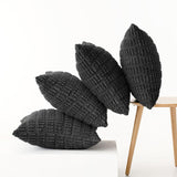 Pack of 4 Dark Grey Corduroy Decorative Throw Pillow Covers 18x18 Inch Soft Boho Striped