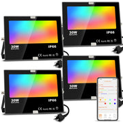 Flood Light Outdoor, 300W Equivalent 3000LM Smart RGB Landscape Lighting