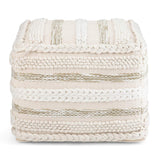 ommer Boho Square Pouf in Natural Handloom Woven Pattern for the Living Room,