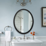 Oval Wall Mirror 23x29 Inch Matte Black Metal Frame