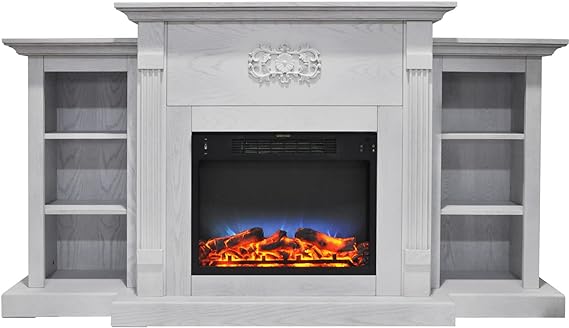 Sanoma 72'' Electric Multi Color LED Fireplace with Charred Log Insert