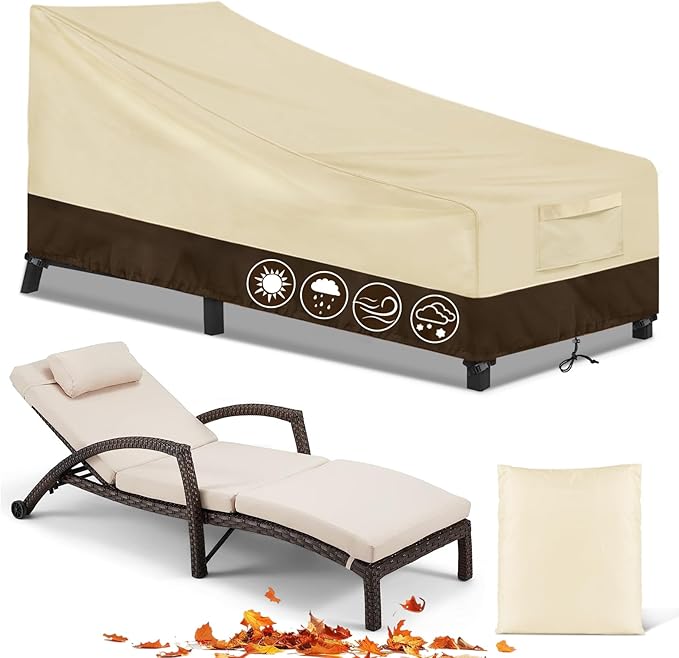 Chaise Lounge Cover Outdoor Waterproof, Lounge Chair Cover for Patio Furniture Heavy
