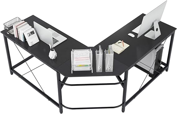 Large L-Shaped Computer Office Desk, 59" Corner Gaming Desk Workstation Desk