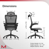 Motostuhl C6 Ergonomic Office Chair Office Desk Chair with Lumbar Support 2D Headrest Flip Up 4D Armrest 120° Rocking Mesh Computer Chair Office Chairs for Office Home Office Conference Room Usage