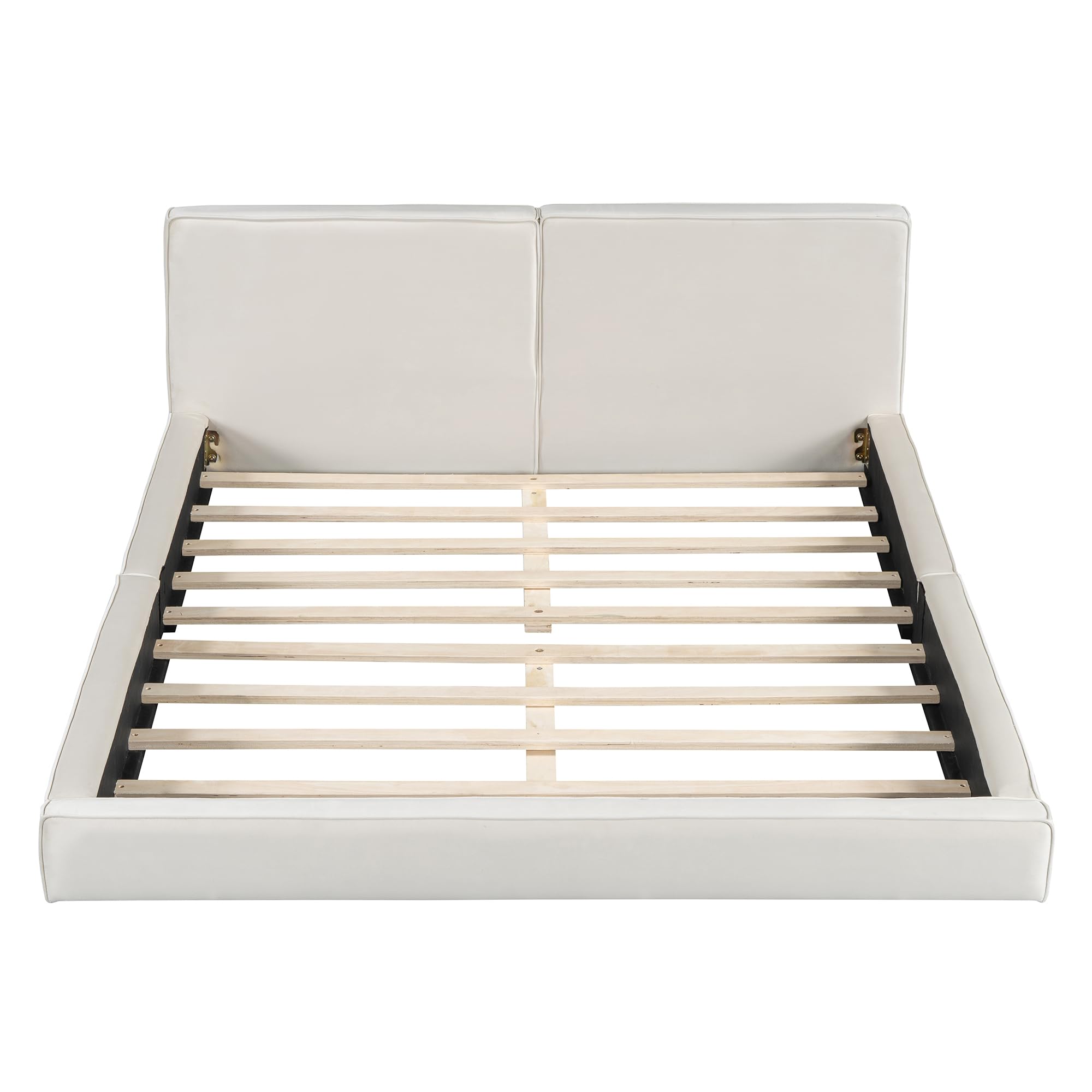 Upholstered Grounded Bed Platform Bed with Velvet Fabric