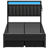 Full Size Bed Frame with Charging Station and LED Lights