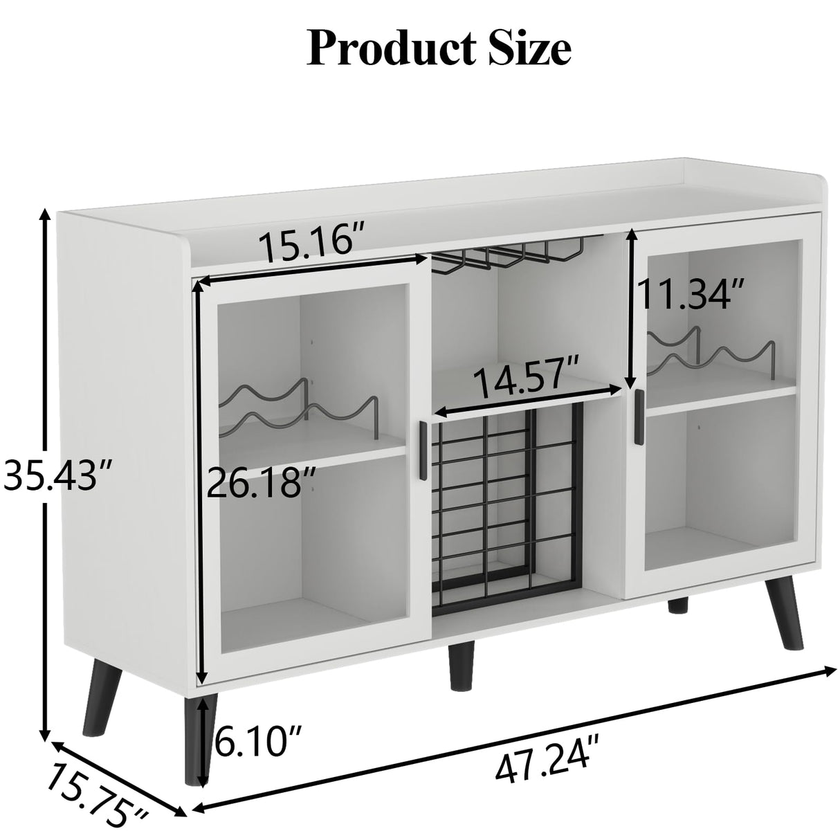 Wine Bar Cabinet with LED Light, Home Coffee Cabinet with Wine Rack and Glass Holder