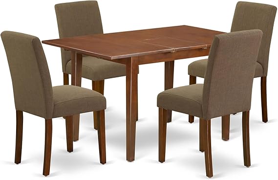 5-Piece Mahogany Dining Table Set with Butterfly Leaf