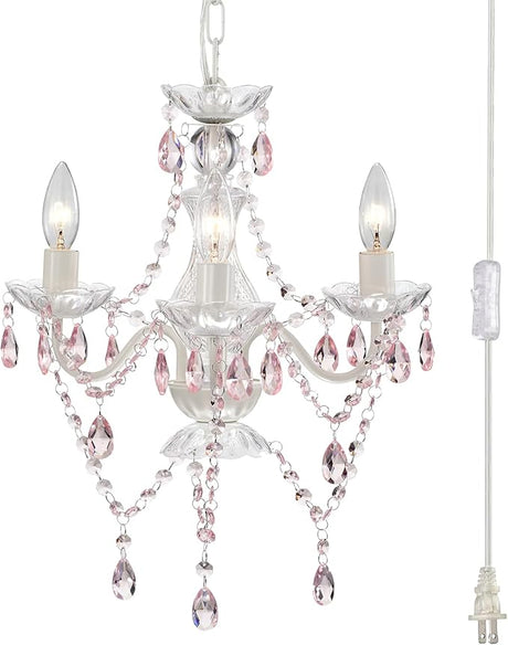 Plug in Chandelier Acrylic Crystals Chandelier Lighting 3 Light Hanging Light Fixtures