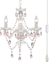 Small Acrylic Crystal Chandelier, Plug in Chandelier Easy to Install,White Chandelier 3