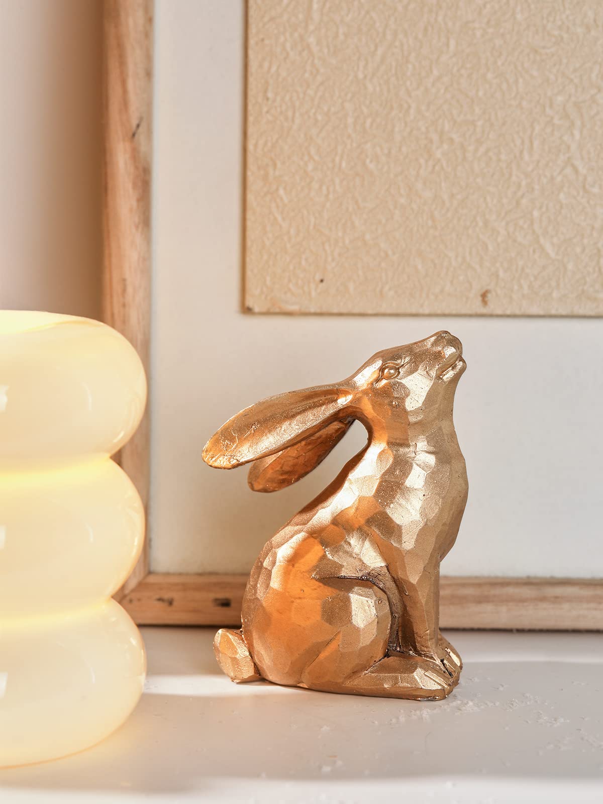 Golden Polyresin Bunny Decor Rabbit Figurines, Easter Bunny Statue Set of 3