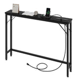 39.4" Skinny Console Table with Charging Station - Narrow Behind Couch Table