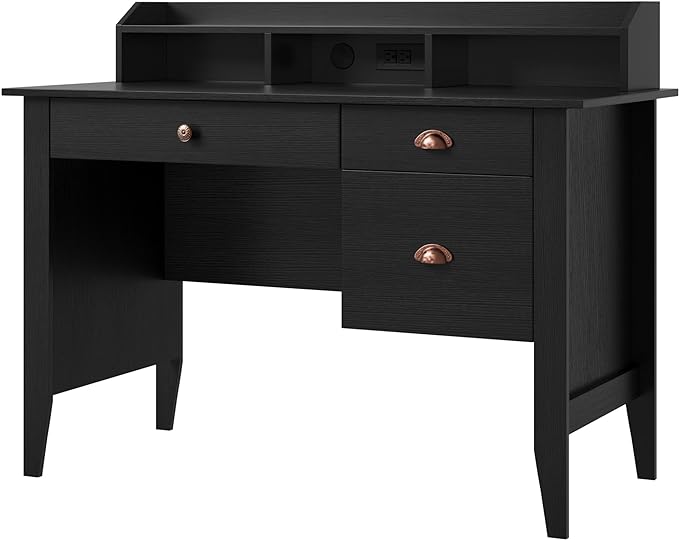 Computer Desk with USB Charging Port and Storage Drawers, Writing Study Table