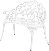 38.5" Patio Park Garden Outdoor Metal Rose Bench,Cast Iron Cast Aluminium Frame Antique Finish Chair