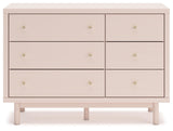 Signature Design by Ashley Wistenpine Modern 6-Drawer Dresser with Safety Stop, Pink