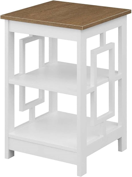 Town Square End Table with Shelves, 15.75" L x 15.75" W x 23.5" H, Sea Foam