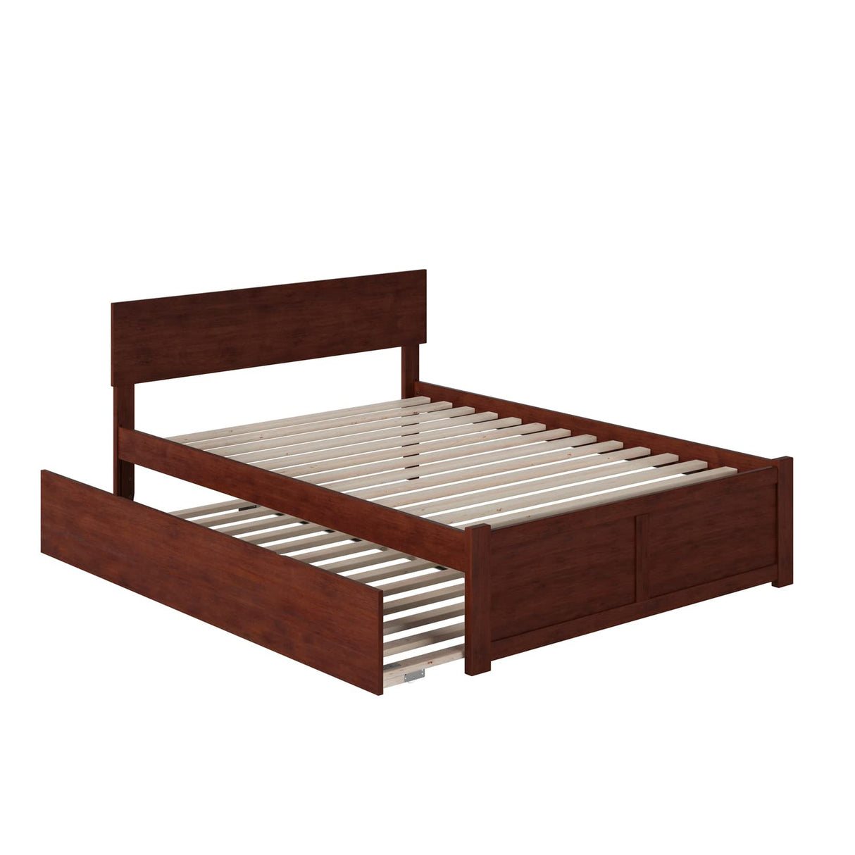 Platform Bed with Flat Panel Footboard and Turbo Charger with Urban Trundle Walnut