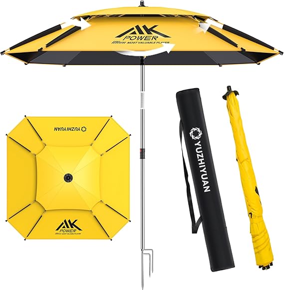 Outdoor Patio Umbrella, Portable Yard Pool Umbrella with 8 Sturdy Ribs