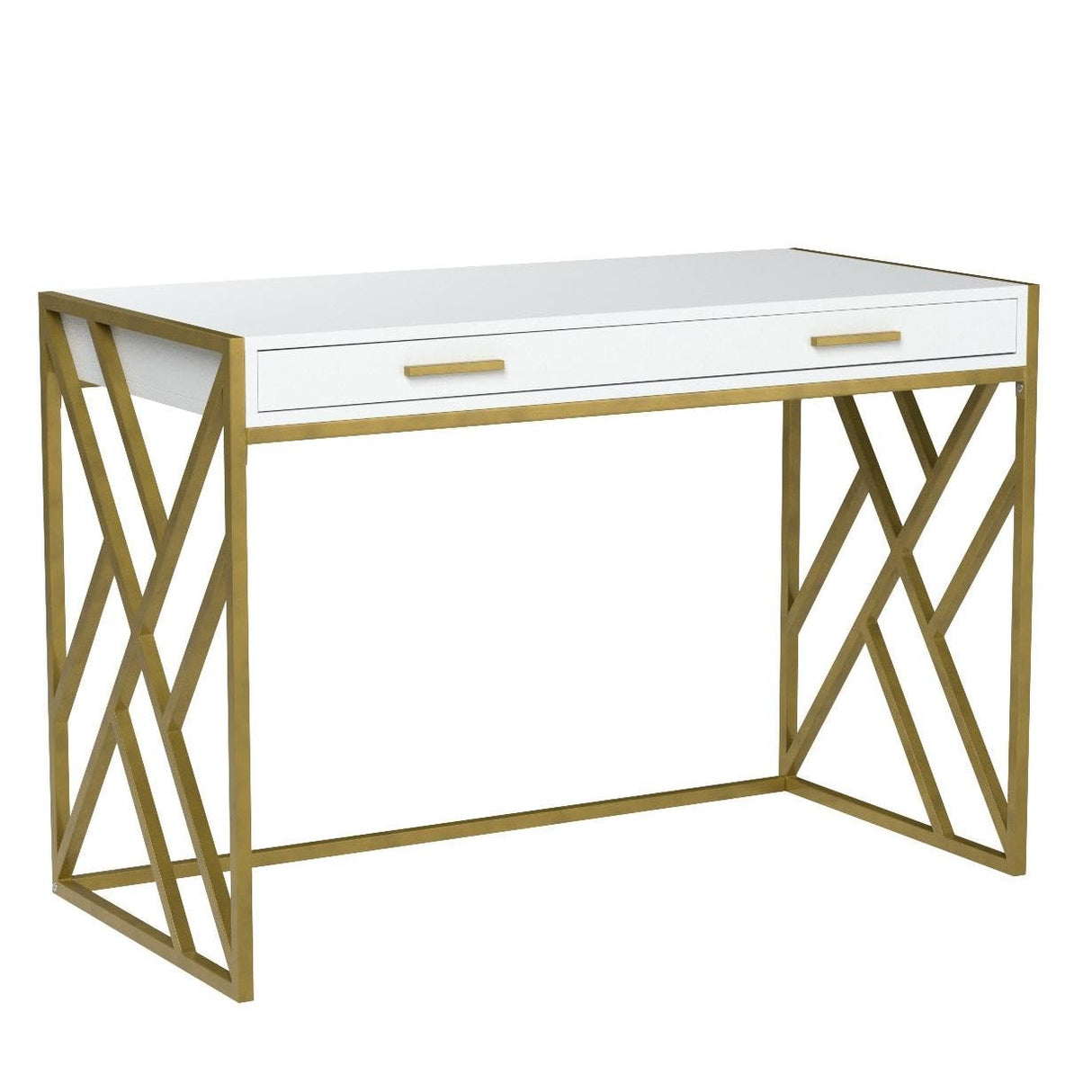 Home Office Elaine Modern White and Gold 1-drawer Desk