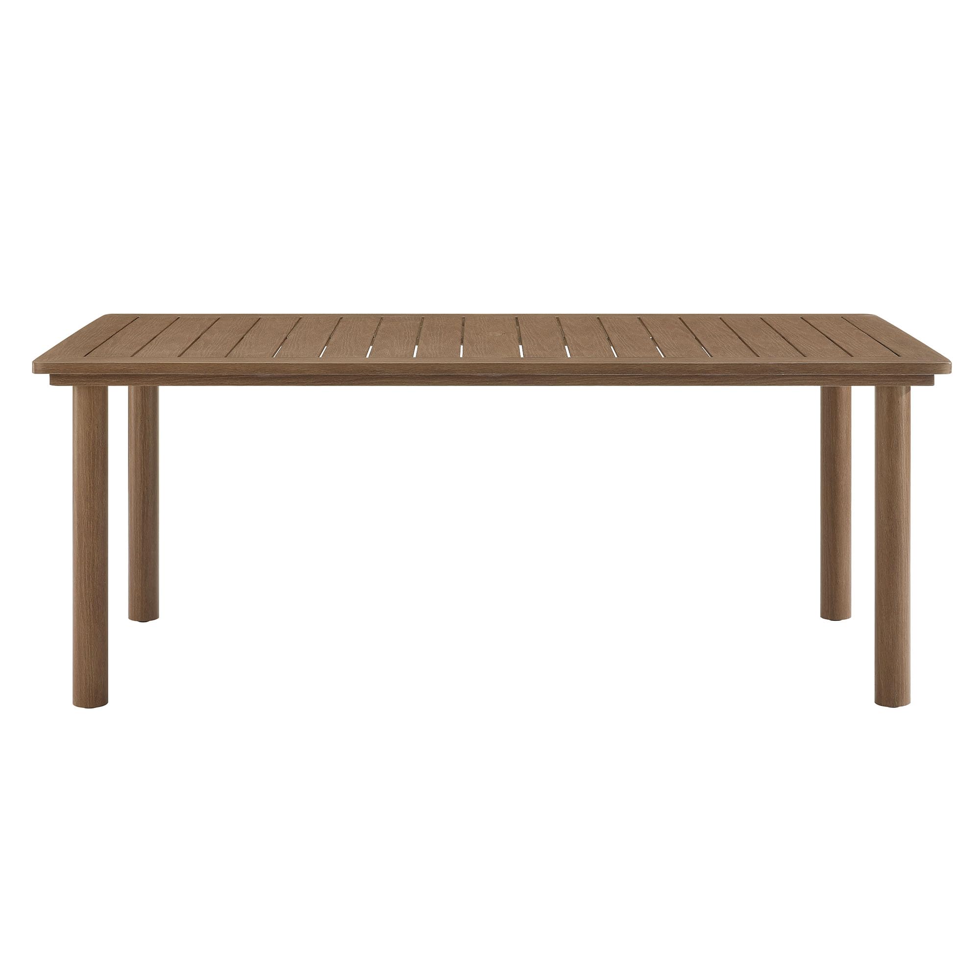 Parkland 76 Inch Outdoor Aluminum Rectangular Dining Table in Walnut —