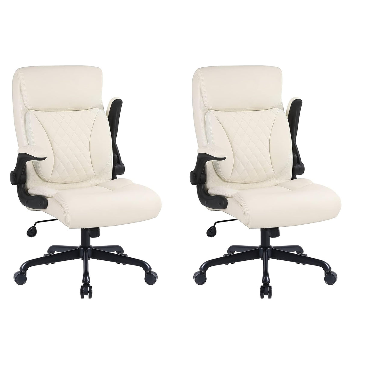 Executive Office Chair Set of 2, PU Leather Computer Chair with Lumbar Support