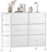 White Dresser for Bedroom 6 Drawer Organizers Fabric Storage Chest Tower