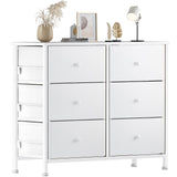 White Dresser for Bedroom 6 Drawer Organizers Fabric Storage Chest Tower