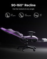 C3 Ergonomic Gaming Chair with Lumbar Support and Footrest - White