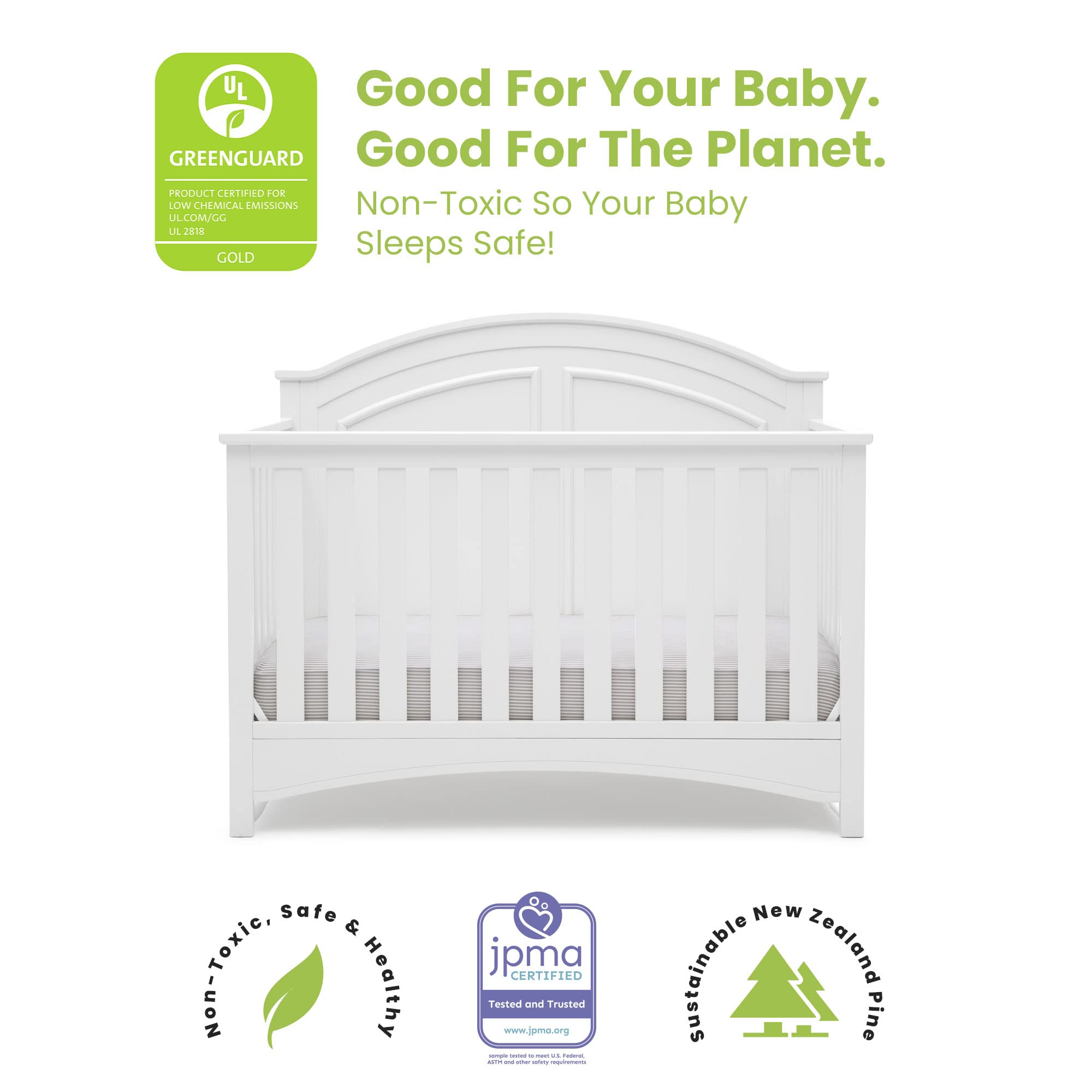 6-in-1 Convertible Crib - Greenguard Gold Certified, Bianca White
