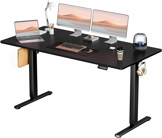 SMUG Standing Desk, Adjustable Height Electric Sit Stand Up Down Computer Table, 40x24 Inch Ergonomic Rising Desks for Work Office Home, Modern Lift Motorized Gaming Desktop Workstation, White