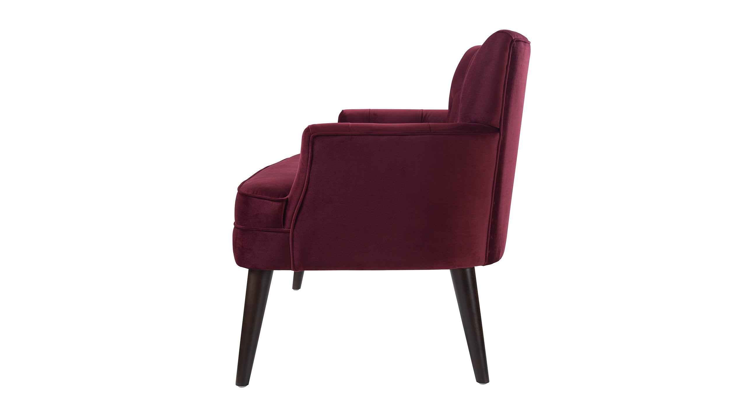 Mia Button Tufted Recessed Arm Accent Settee, Burgundy