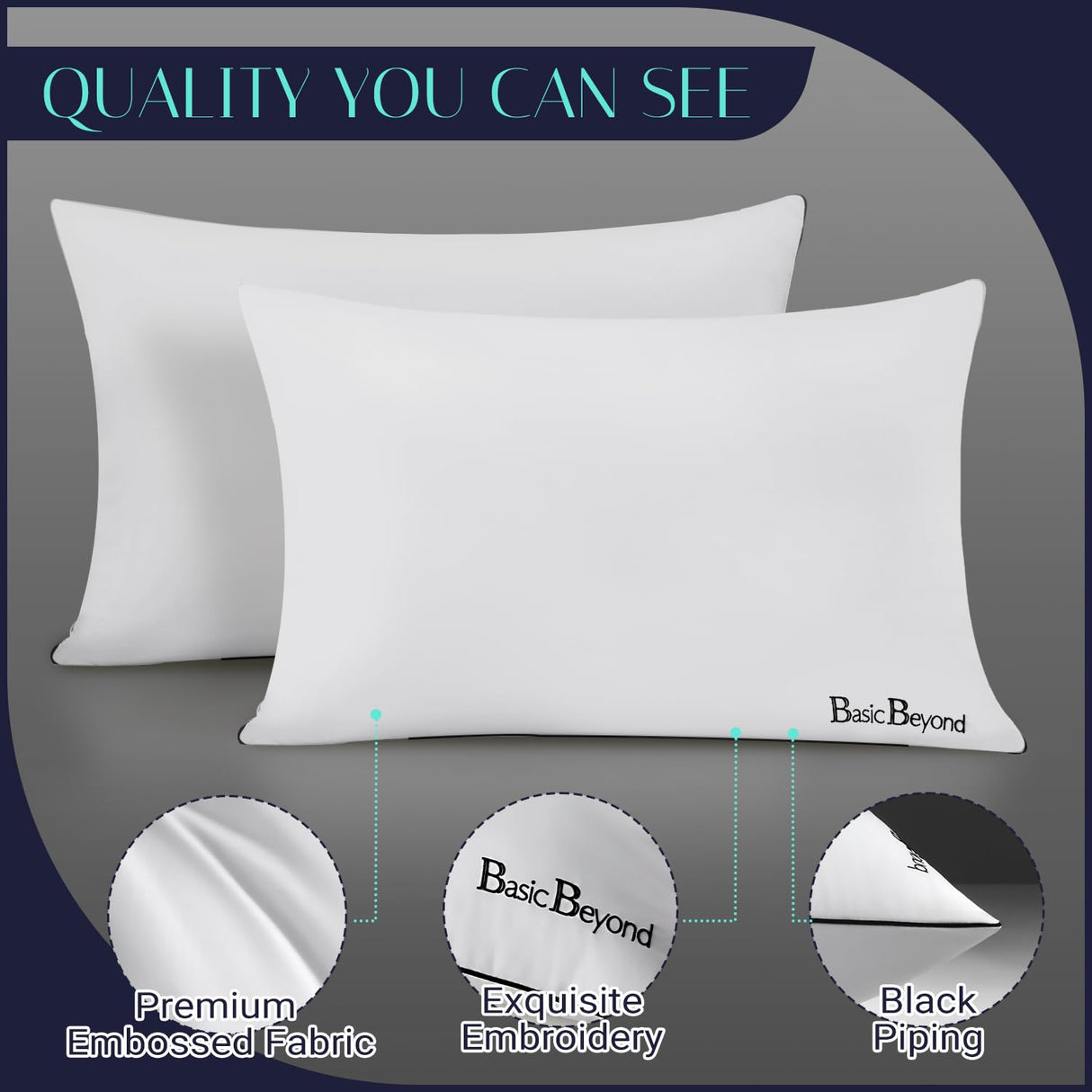 Feather Pillows Queen Size Set of 2 - Down Feather Pillows for Sleeping