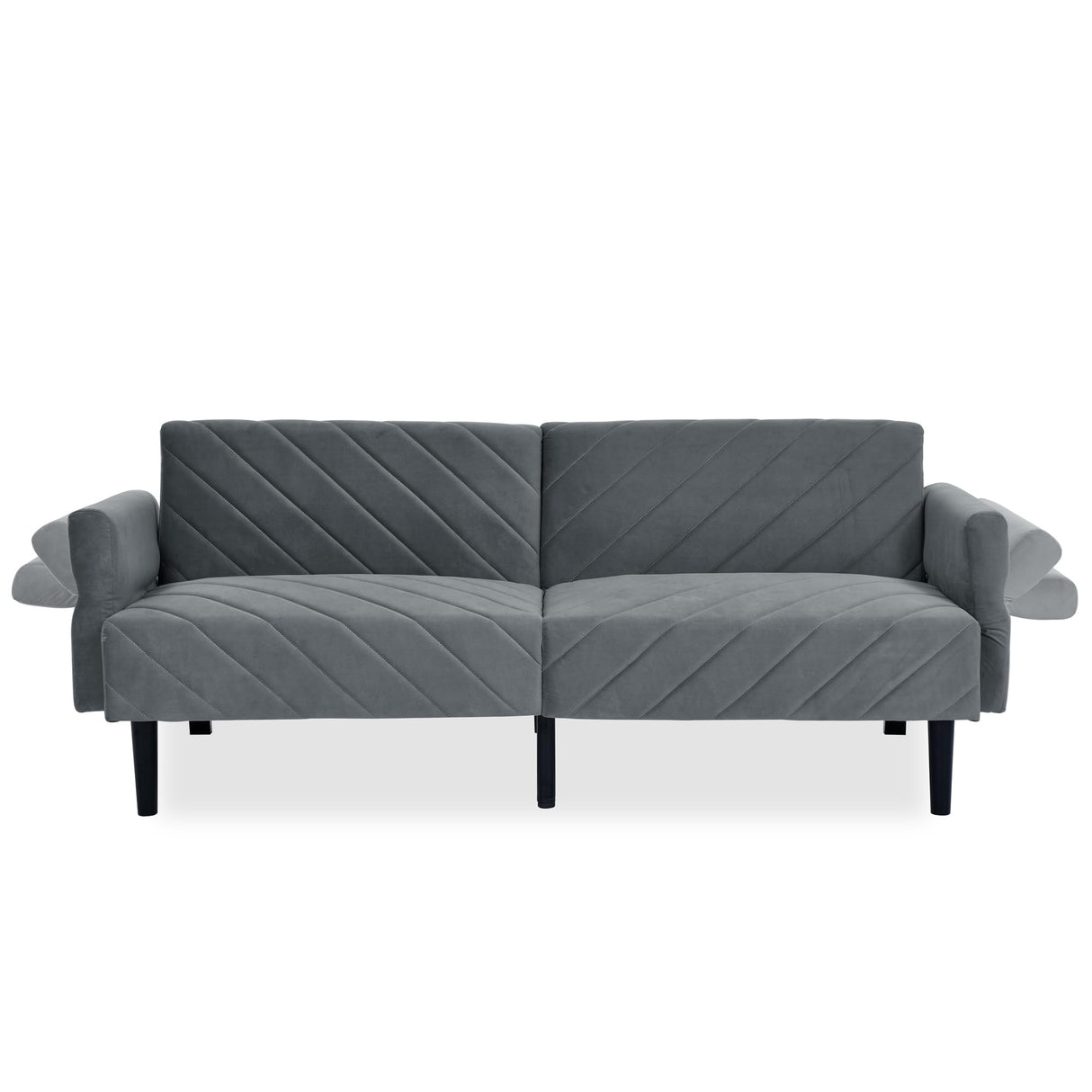 Velvet Futon Sofa Bed Couch, Convertible Sleeper Sofa with Adjustable Armrests and Backrest,