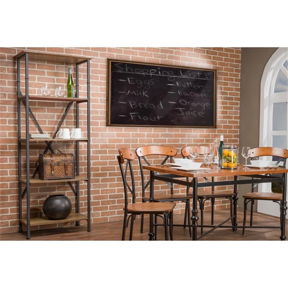 Lancashire Wood and Metal Bookcase, Brown