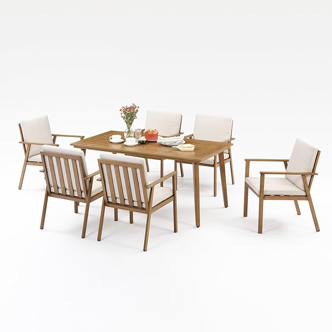 9 Pieces Patio Dining Set for 8, Outdoor Aluminum Dining Furniture Set with Umbrella Hole