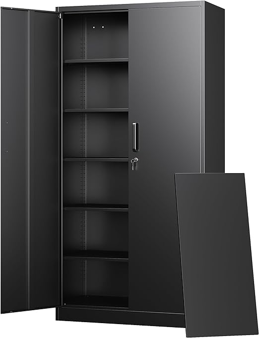 Metal Storage Cabinets with Lock Doors,Tall Locker Organizer Steel Garage Cabinets