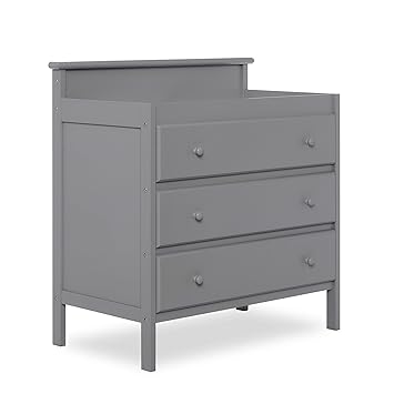 Mason Modern Changing Table with Free Changing Pad in White, Three Spacious Drawers