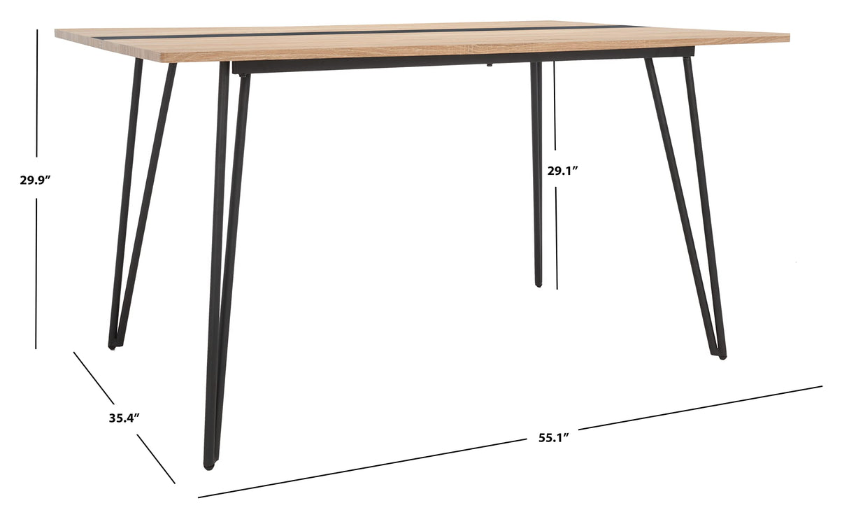 Home Collection Alarick Mid-Century Modern Natural/Black Hairpin Leg Dining Table