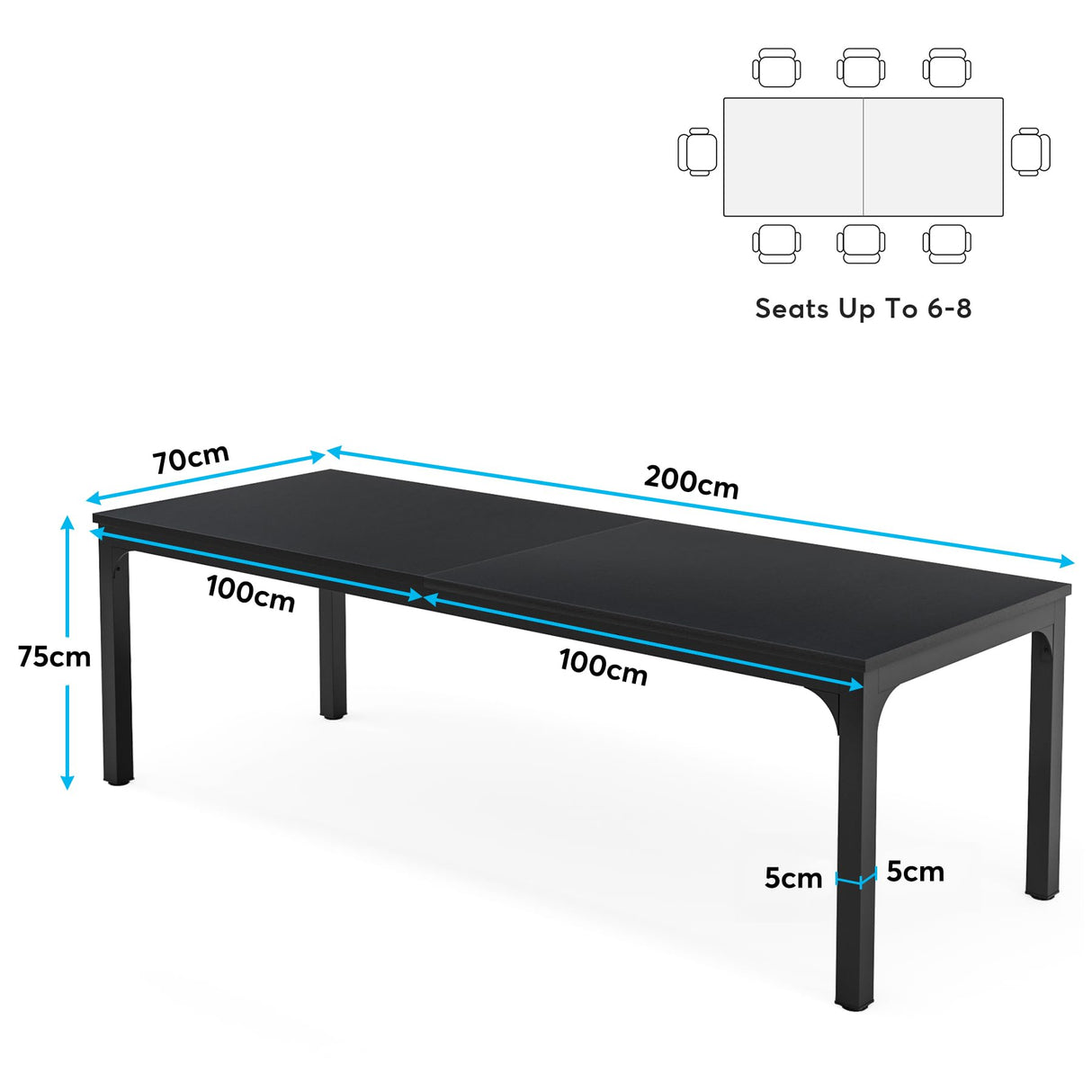 6.5 FT Conference Room Table, 78.74" W x 27.56" D Large Office Conference Table