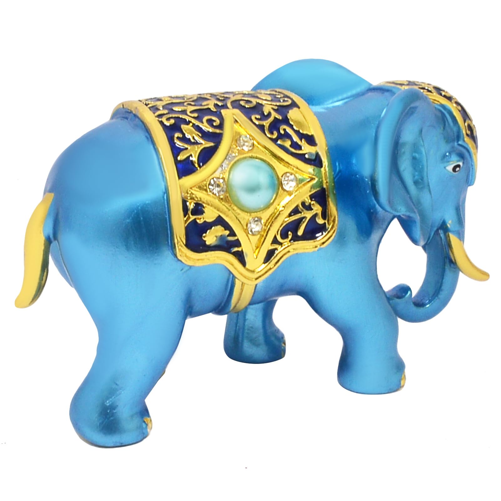 Blue Lucky Elephant Good Fortune Protection Home Statue Office Decor Figurine (Blue)