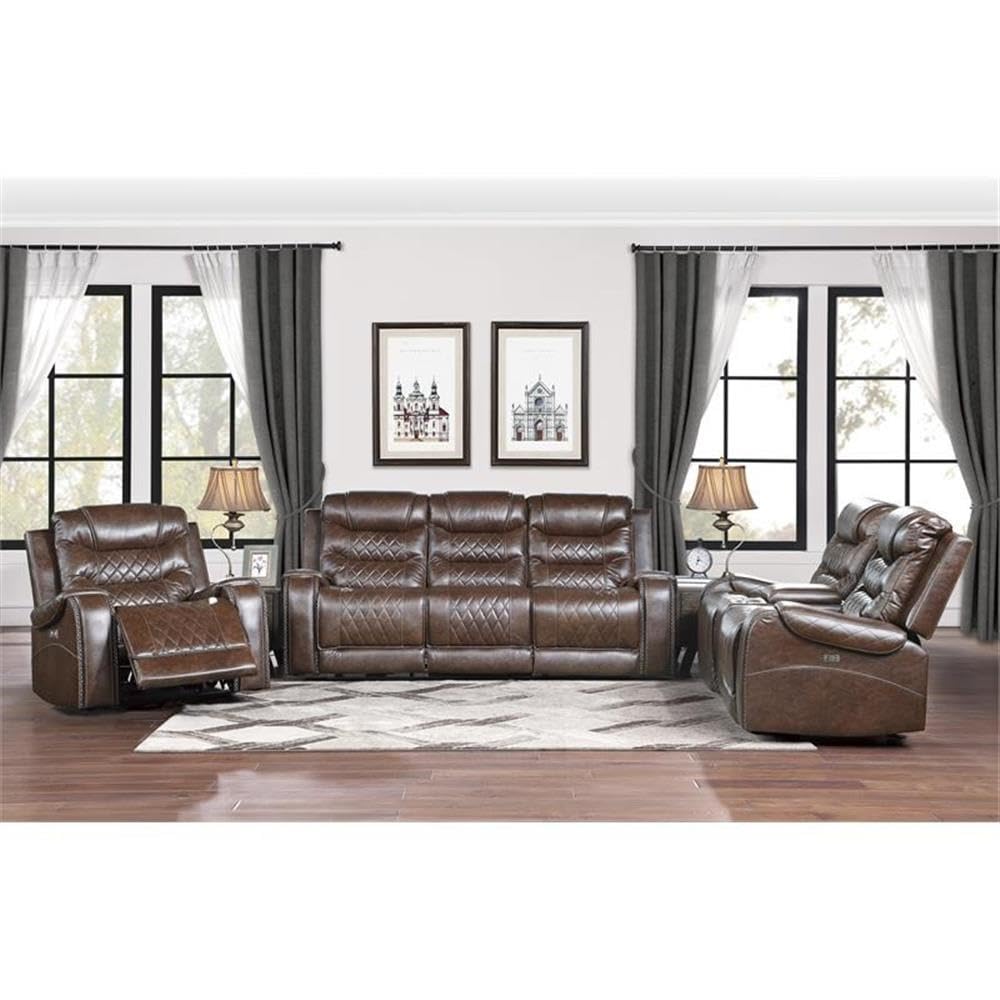 Derringer Wall Hugger Power Double Reclining Loveseat, Brown