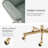 Faux Leather Office Chair with Tufted Backrest - Sage Green