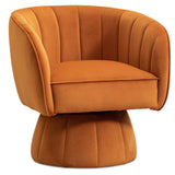 Swivel Barrel Accent Sofa Chairs, 360 Degree Round Modern Armchairs,Velvet Upholstered Unique Funky Accent Chairs for Living Room, Bedroom Office Waiting Room, Orange