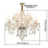 Clear K9 Crystal Chandelier Lighting,15 Light Modern Luxurious Crystal Candle Pendant