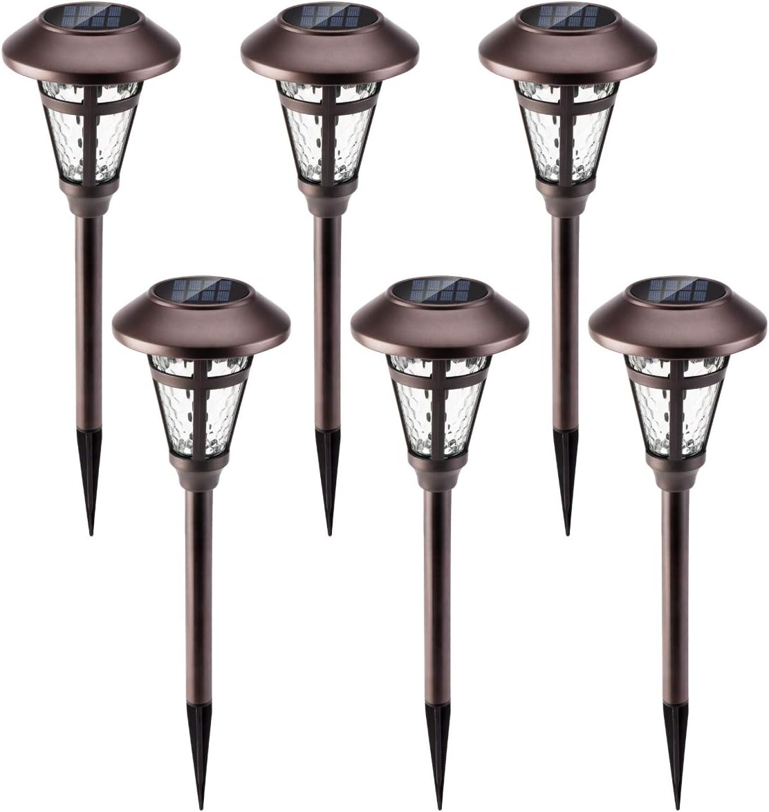 Bright Solar Outdoor Lights Decorative 6 Pack, Solar Pathway Garden Lights Auto On/Off