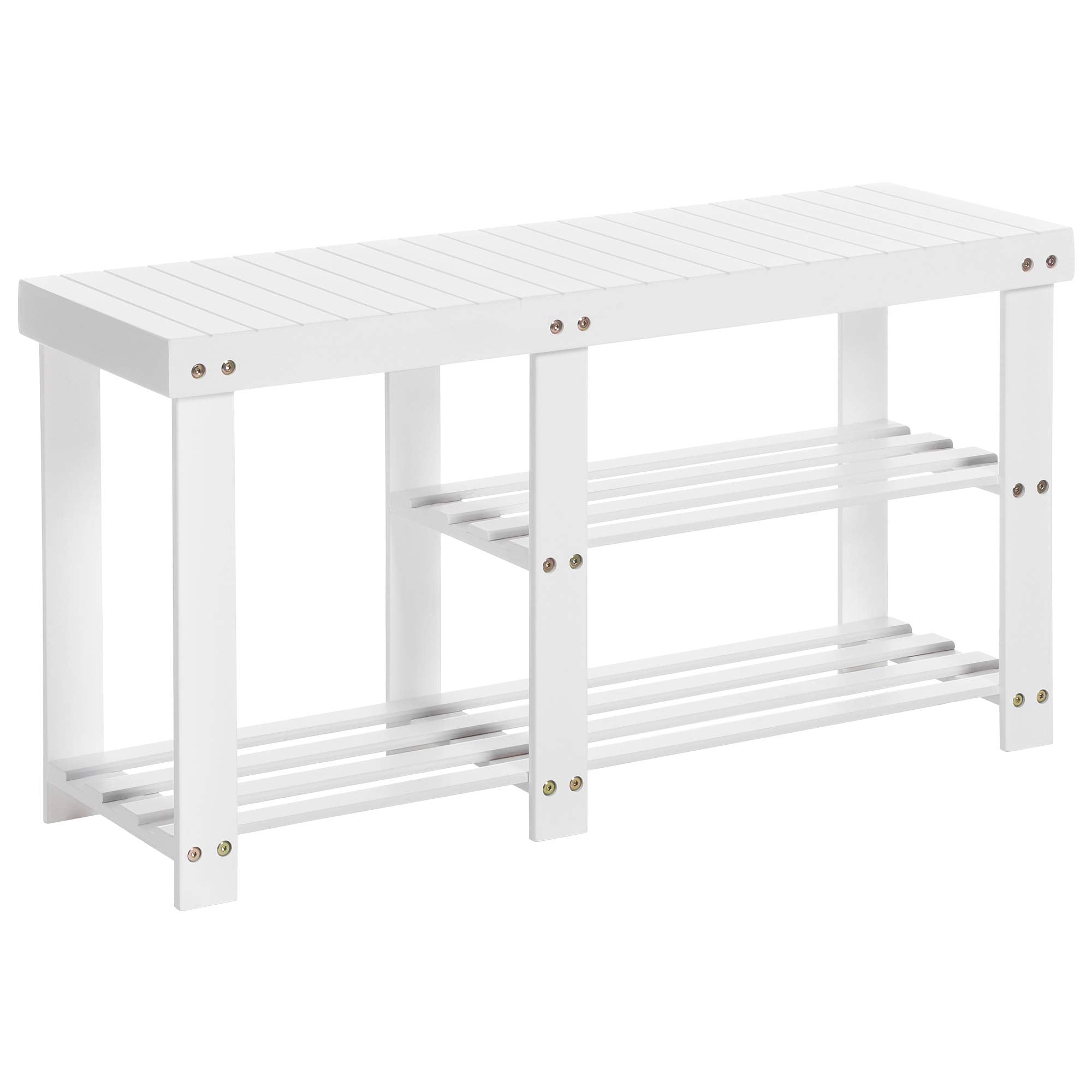 Bamboo Shoe Bench, Shoe Rack for Boots, Entryway Storage Organizer