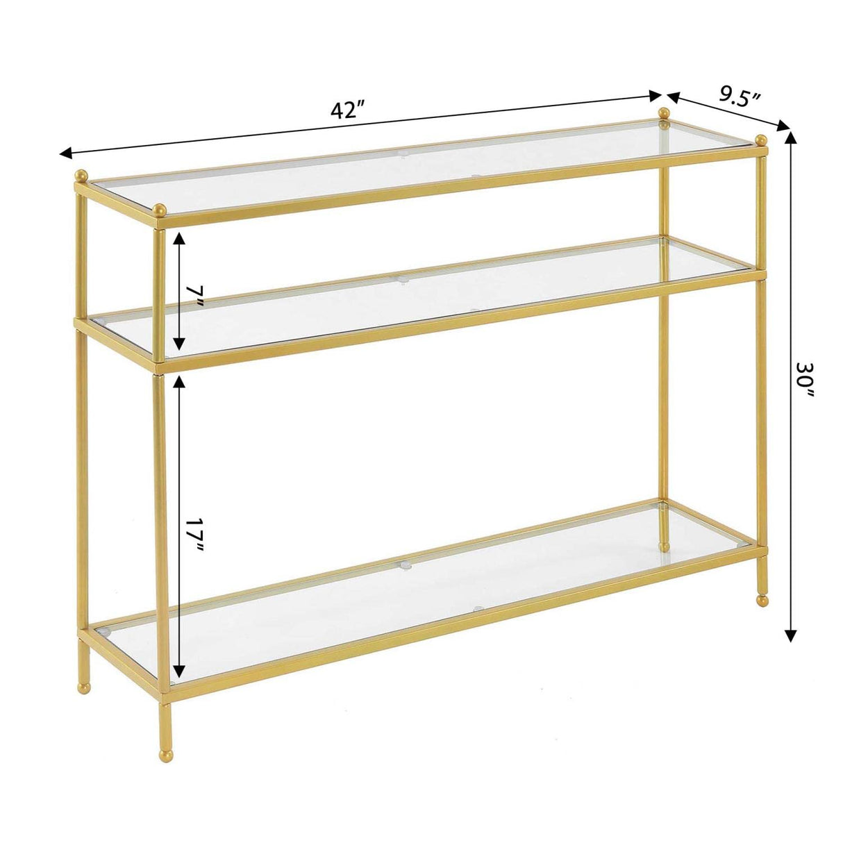 Concepts Royal Crest Console Table, Clear Glass / Gold